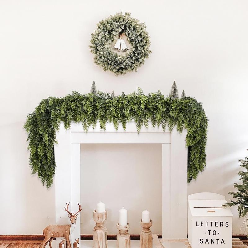🎄Lush Artificial Cedar Garlands – Real Touch Winter Greenery